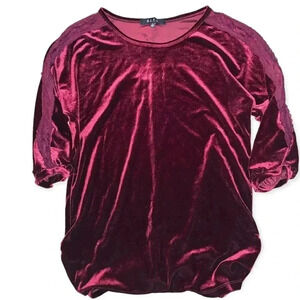 Velvet lace panel blouse